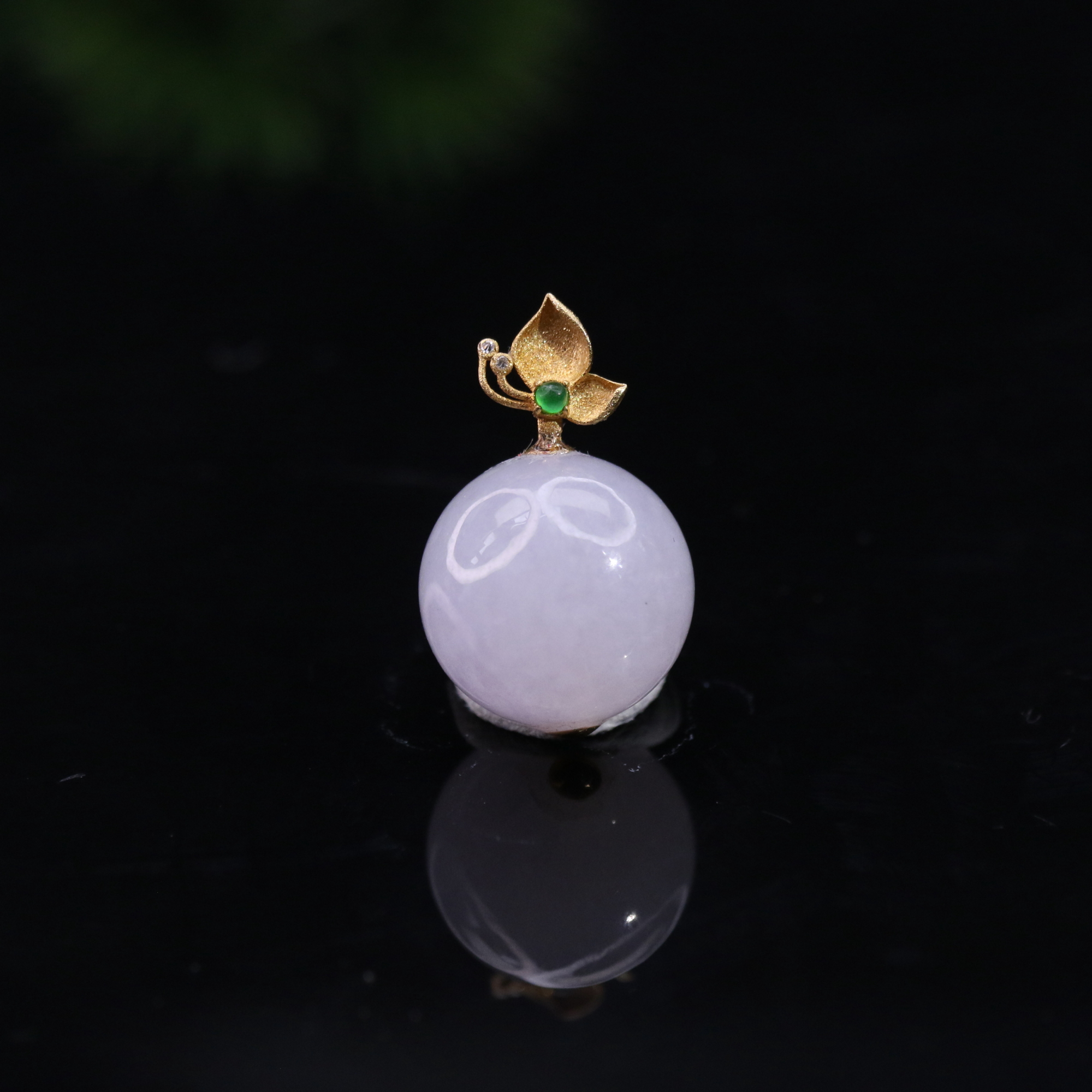 6天然缅甸翡翠A货18k圆珠吊坠/600098/北京中保拍卖