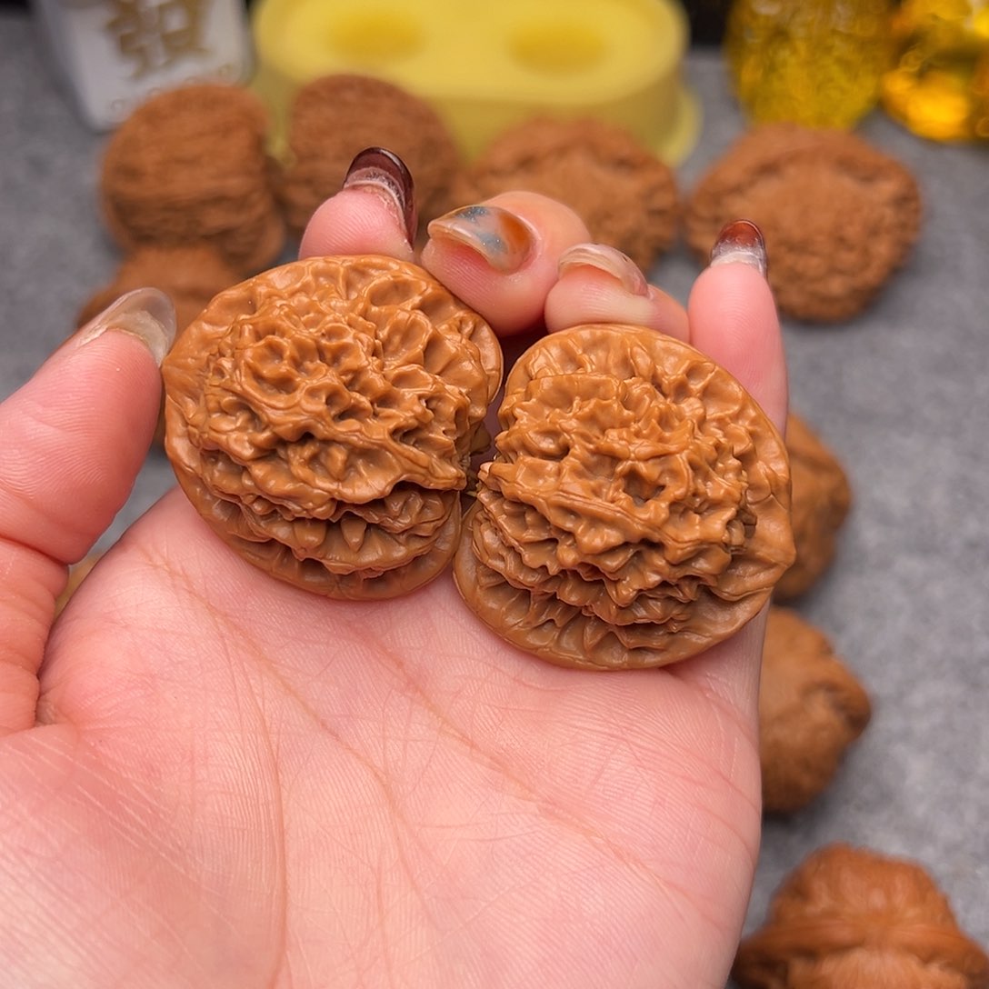 把件文玩核桃毕业精品精配三角秦闷37全品奶油腊皮