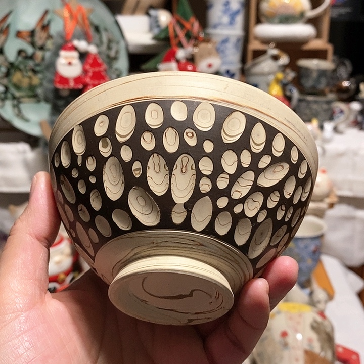 搪瓷胶泥手刻米饭碗