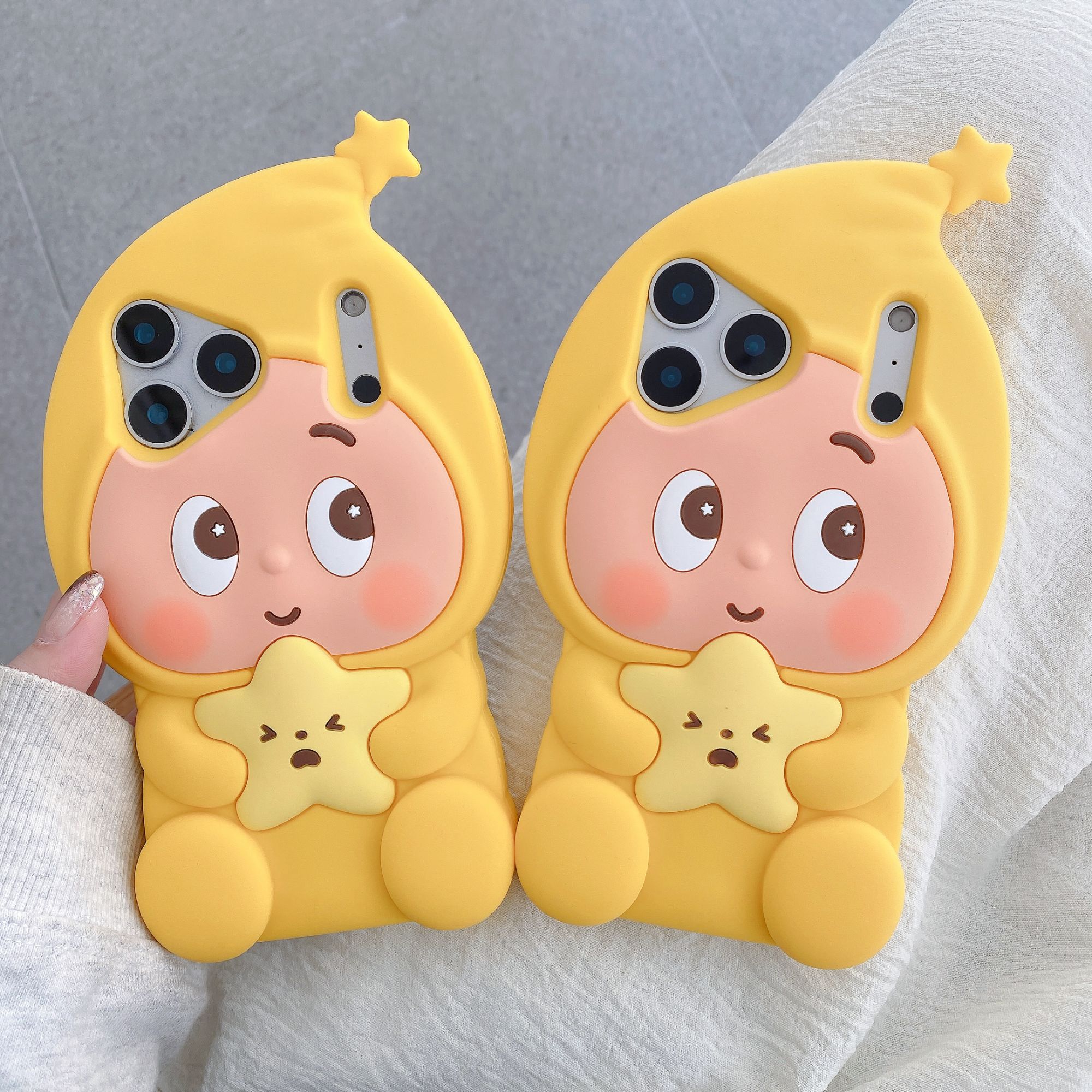苹果|可爱立体抱星星的星宝宝卡通适用iPhone17p立体16硅胶手机壳