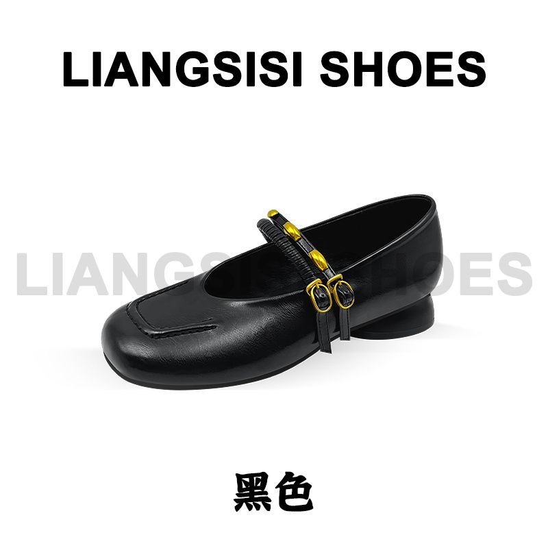 q【岩石】梁思思SHOES新款休闲小众皮带扣玛丽珍单鞋-HD1101