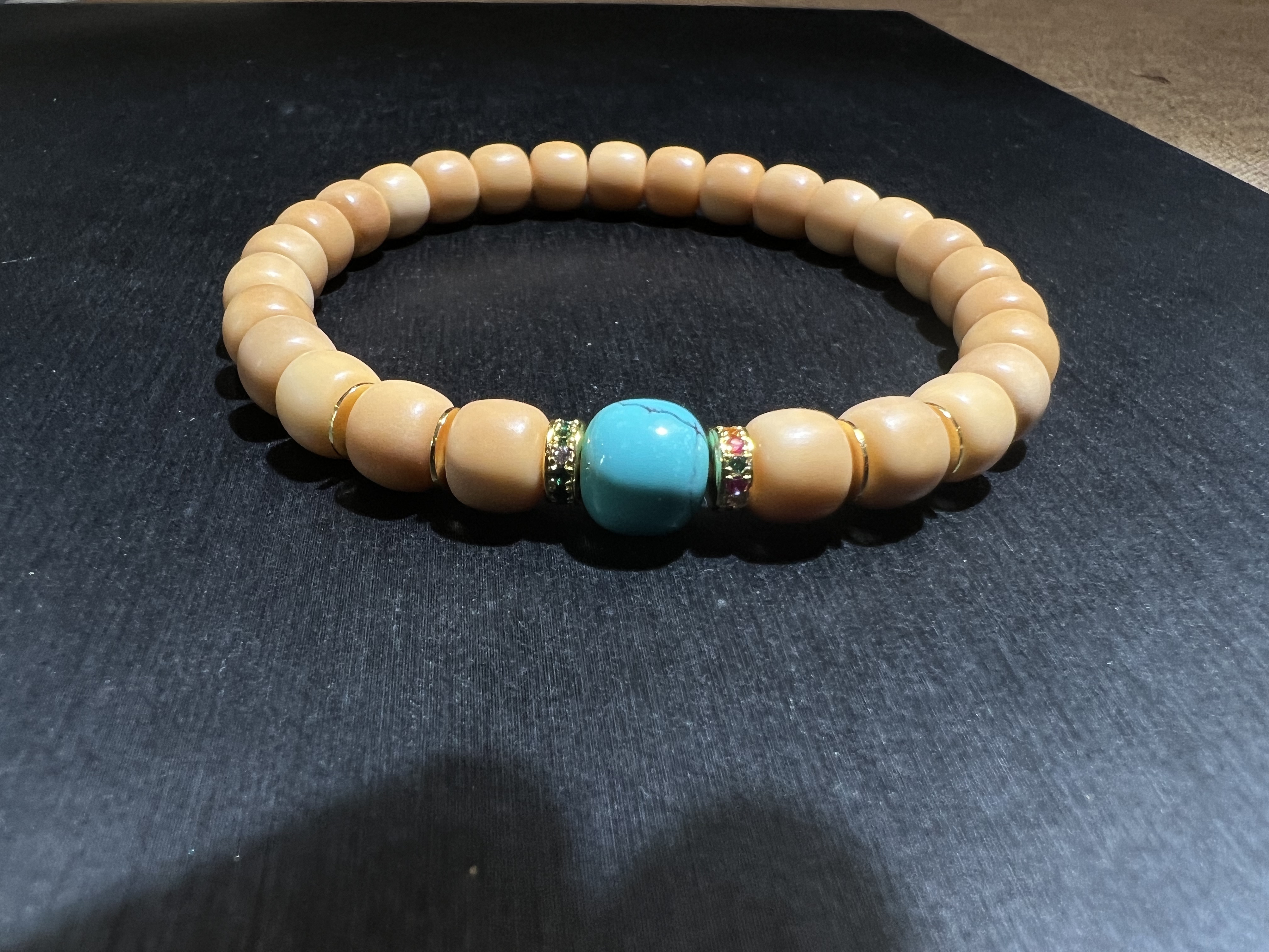 白玉菩提老料搭配高瓷松手串约8mm约11.7gB250619-02