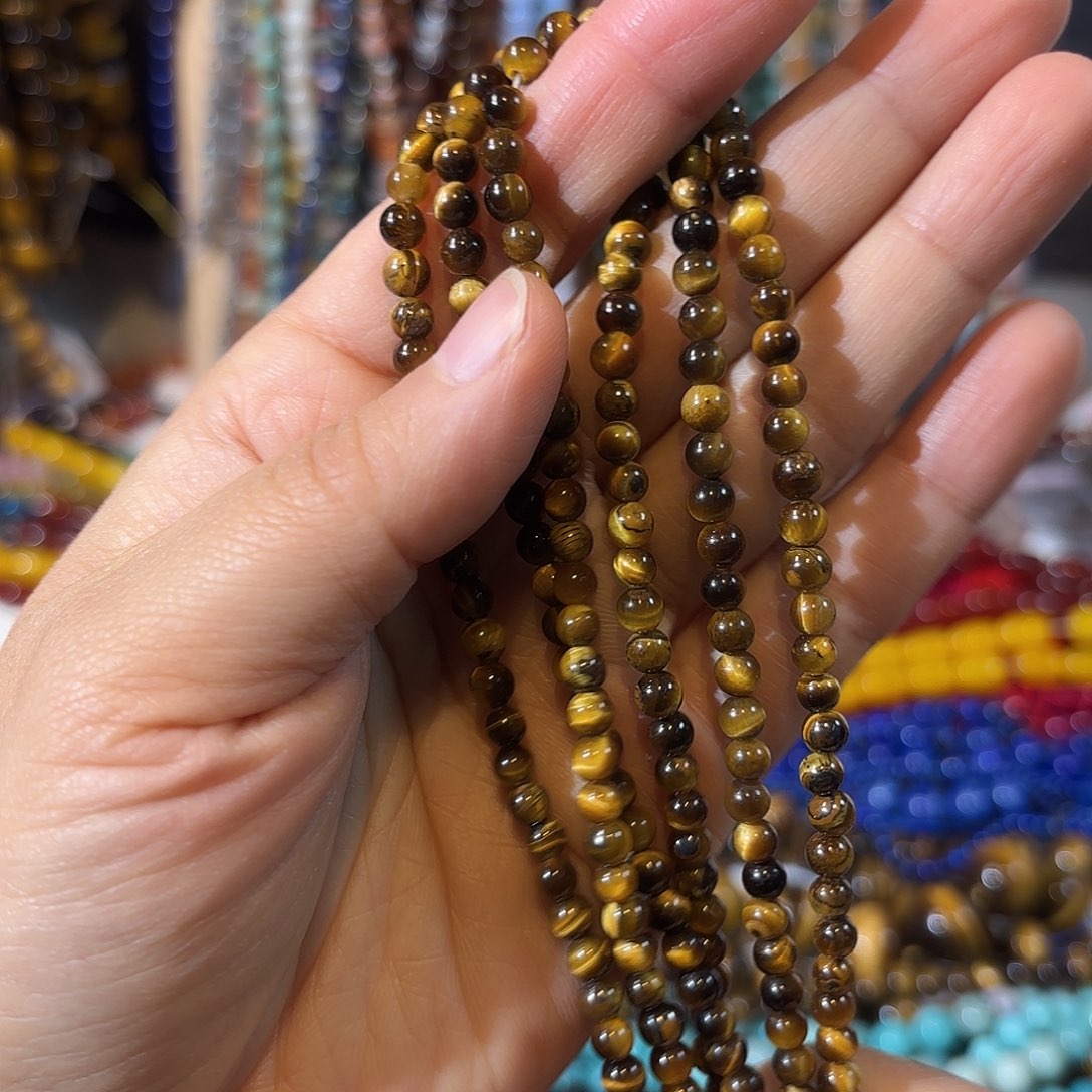 玛瑙/玉髓未镶嵌珠宝半成品虎眼卡4一条