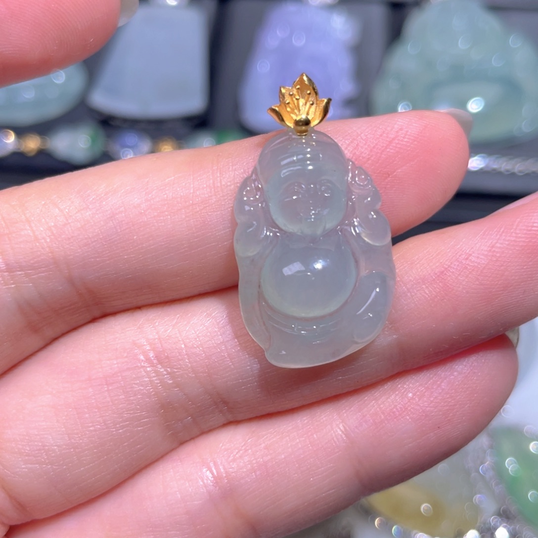 颈饰18K金镶嵌翡翠翡翠