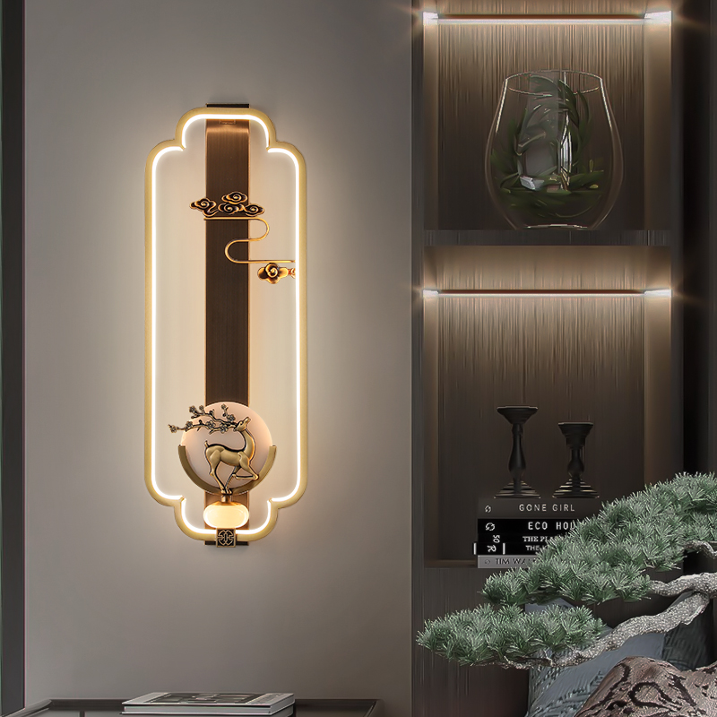 新中式全铜珐琅彩壁灯客厅卧室楼梯电视背景墙国风床头装饰灯具