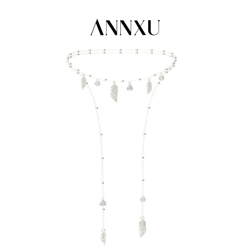 ANNXU   羽毛宝石长项链