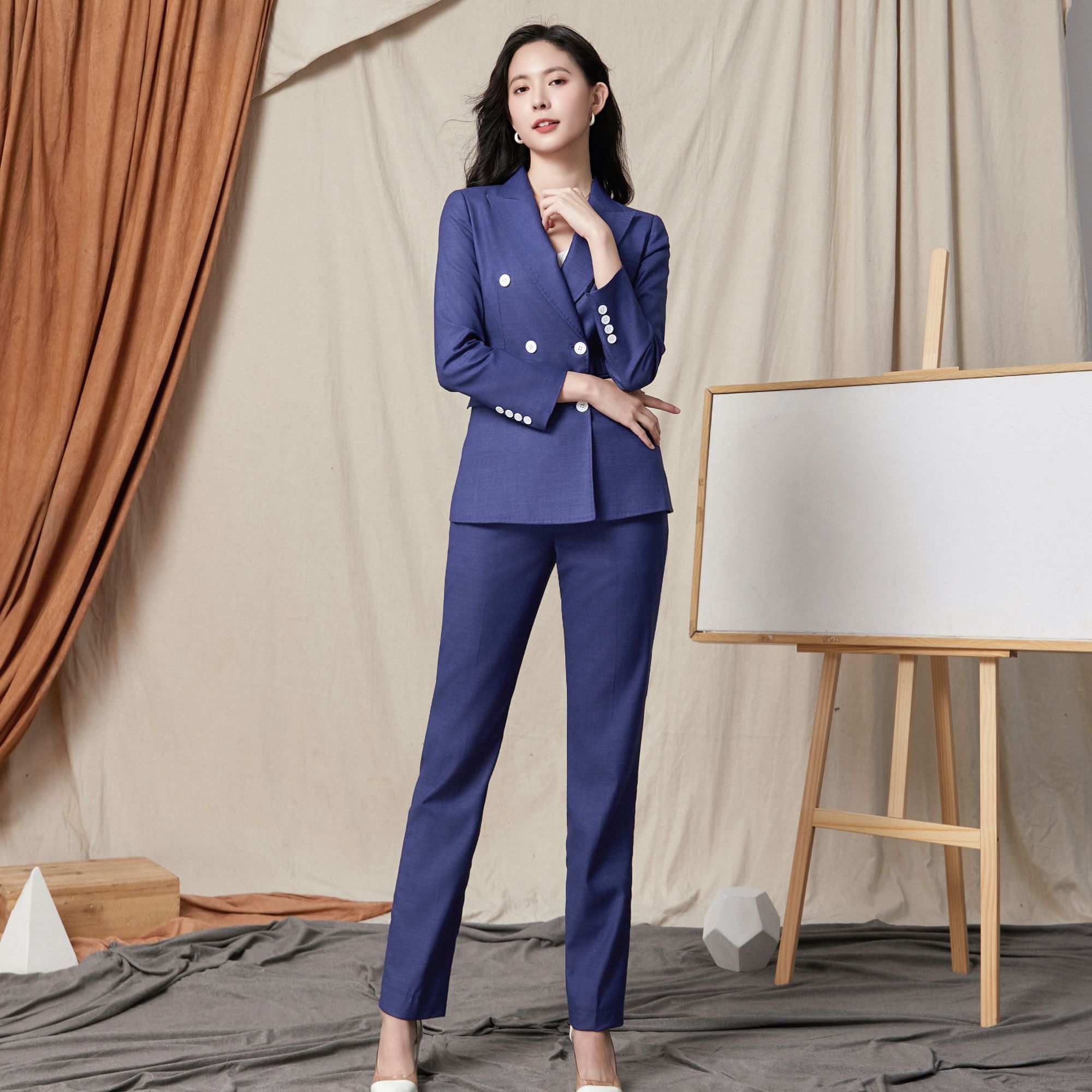 设计感四季气质正装修身显瘦职业装女神范直筒职业西装套装两件套