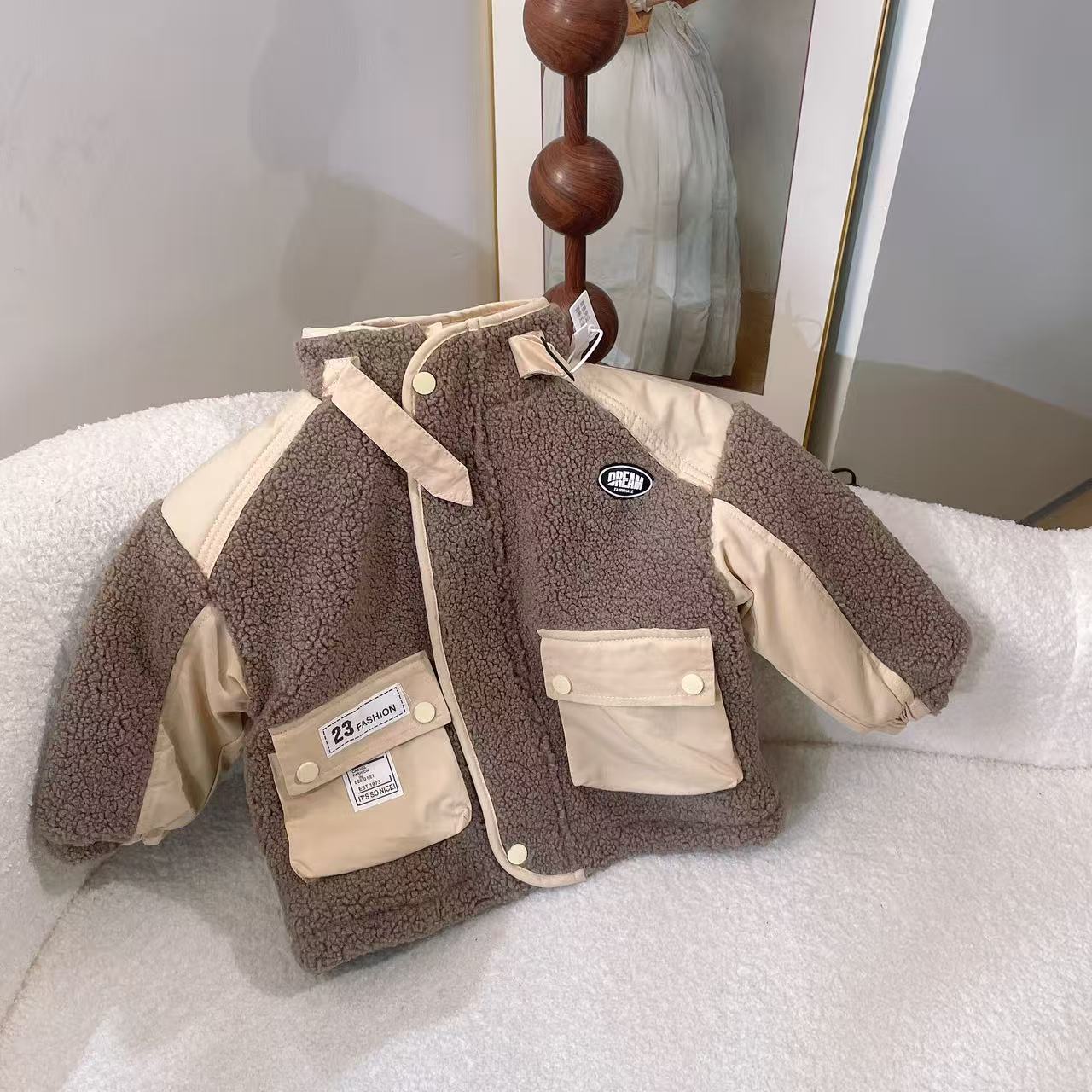 【加绒加厚松糕毛 工装派克立领】儿童冬款毛毛衣1208027