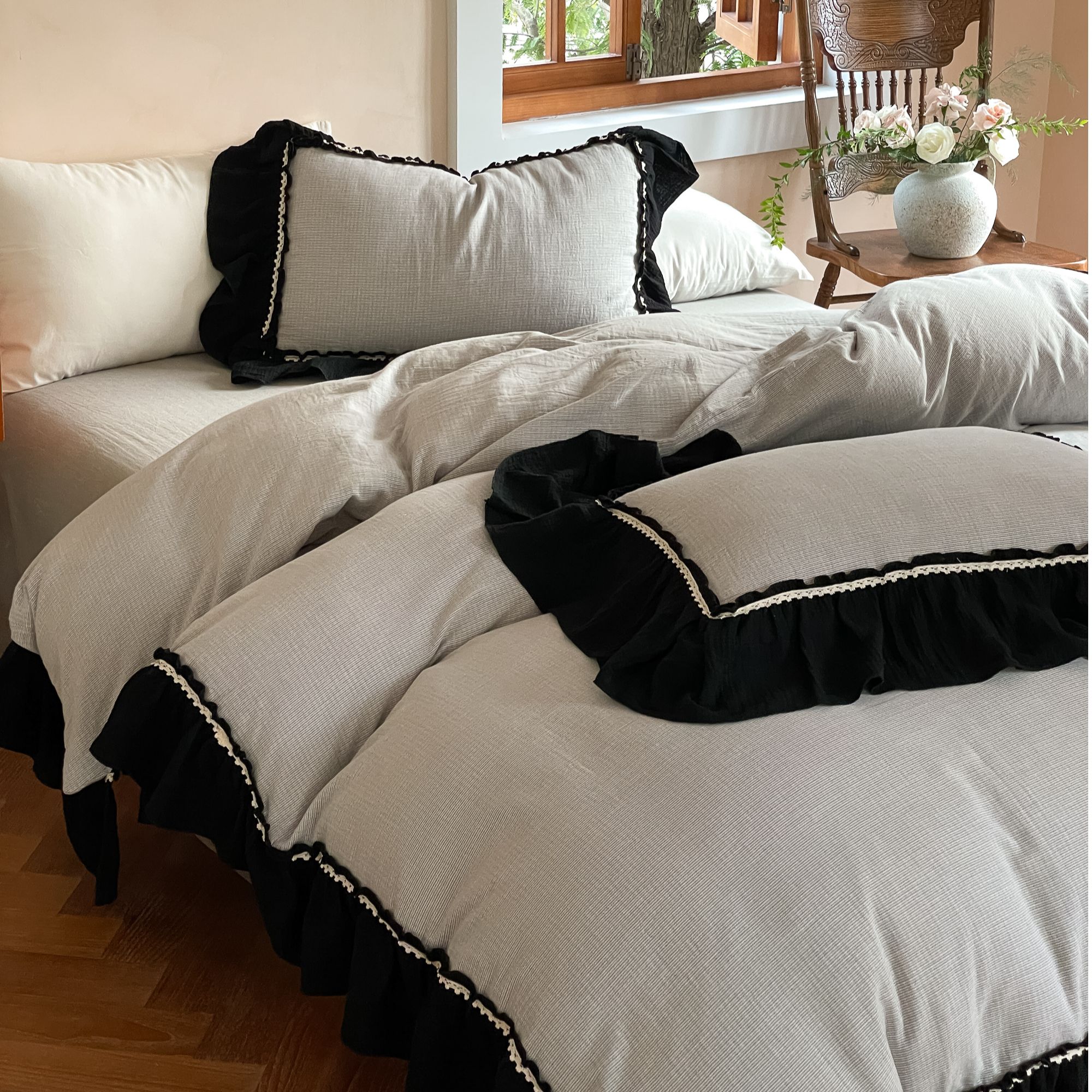 十七【克劳狄娅】法式复古松弛南法庄园花边款全棉被套双层纱四件套