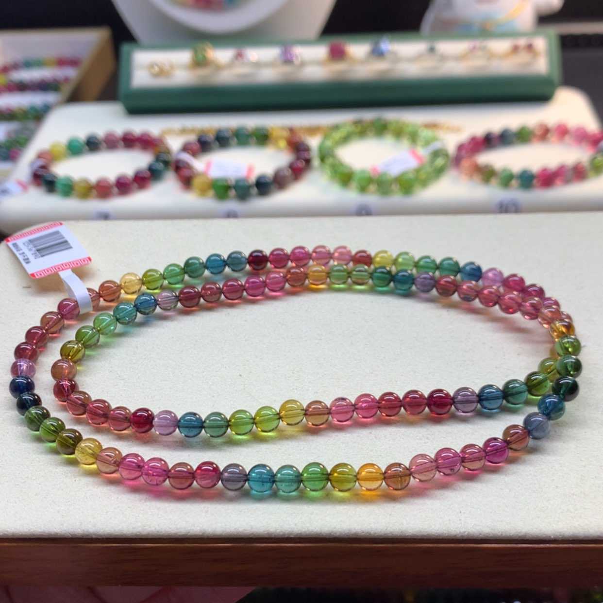 【闪购商品】碧玺手链未镶嵌色标多圈5.3mm