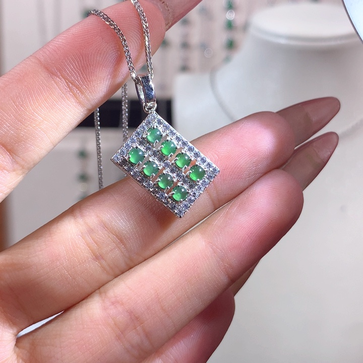 翡翠银S925镶嵌颈饰513绿