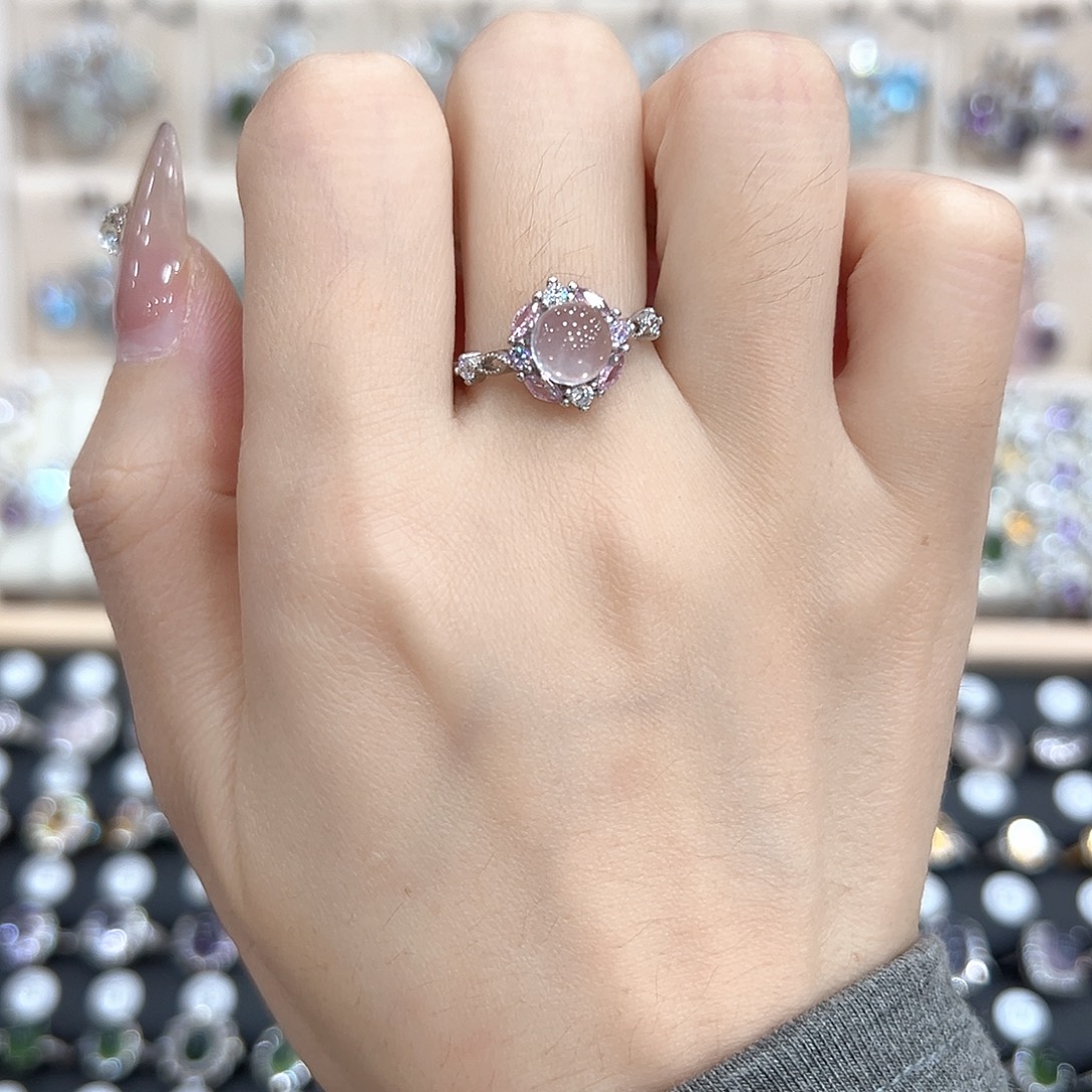 戒指银S925镶嵌水晶