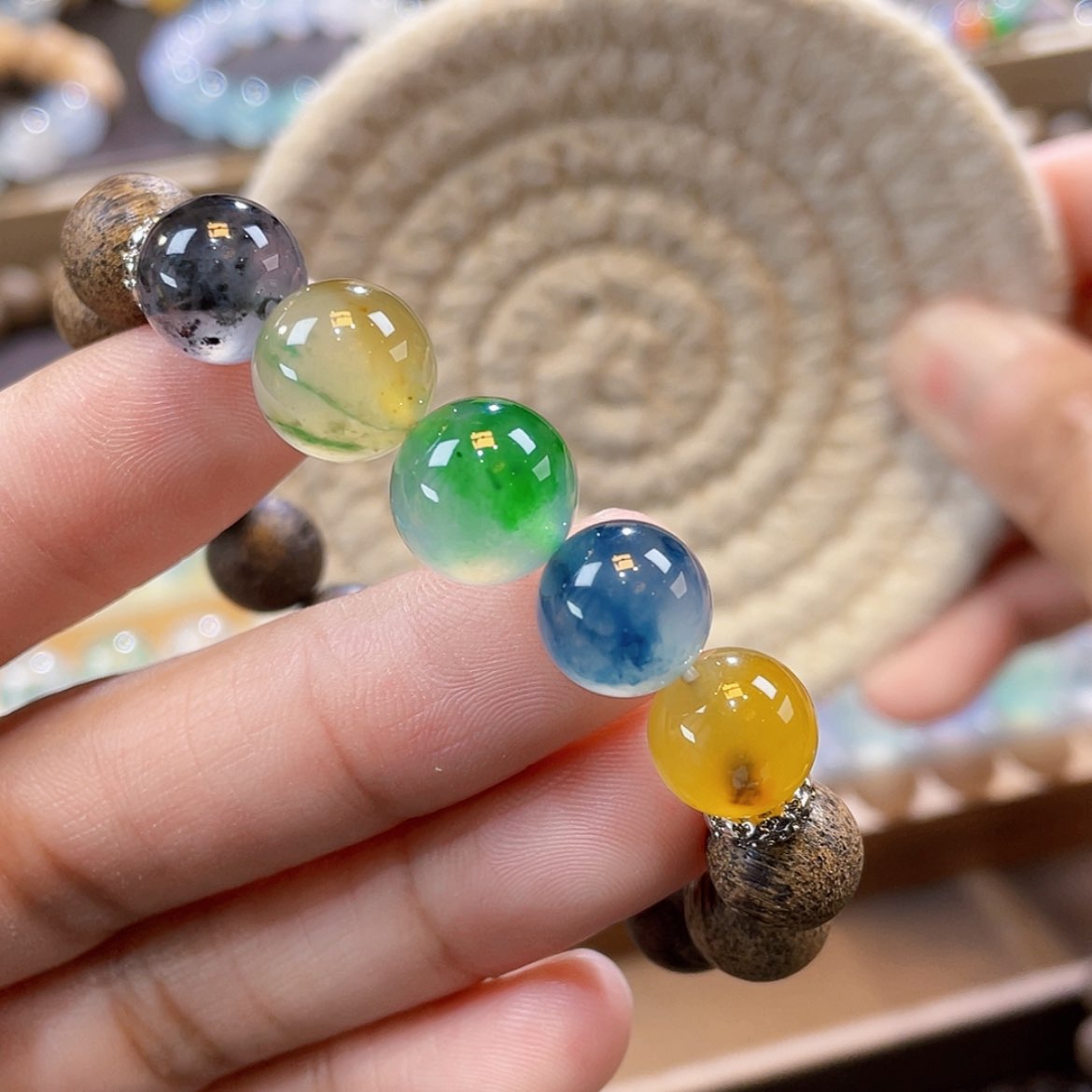 【闪购商品】未镶嵌手链翡翠卡10.8蓝莓色（单颗）