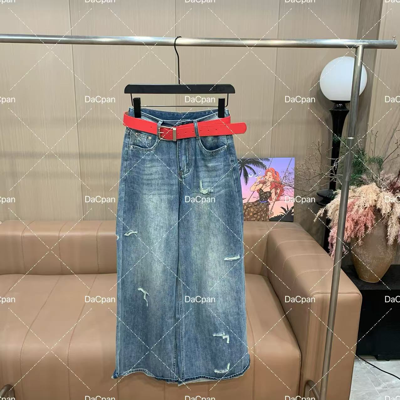 DACPAN-“经典重塑”通勤破洞阔腿牛仔裤2025/盼·PP 18520