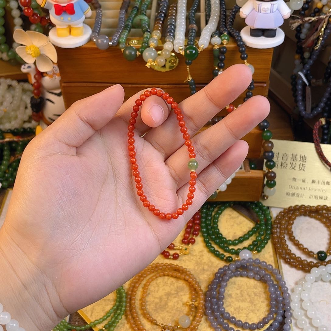 南红玛瑙单圈手串未镶嵌