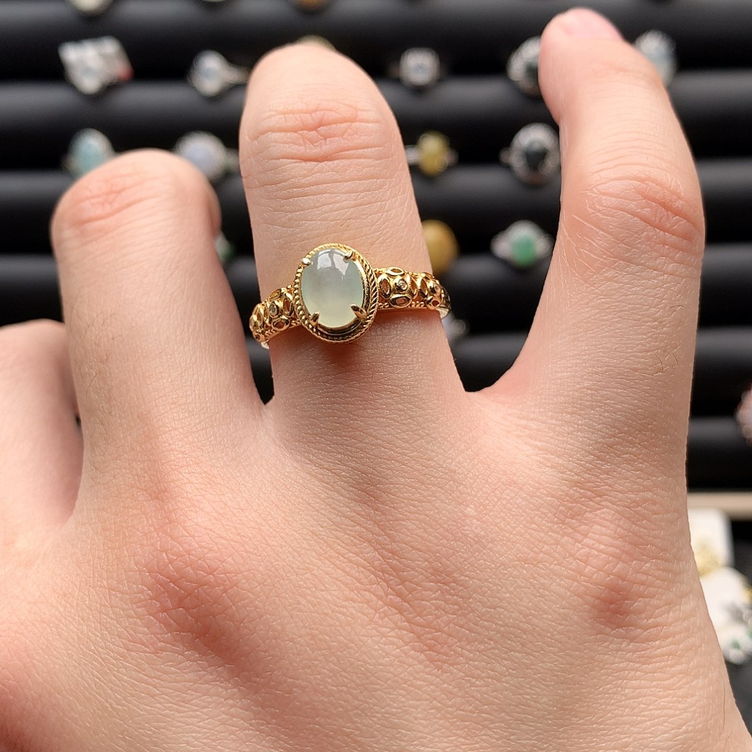 翡翠戒指银S925镶嵌0282