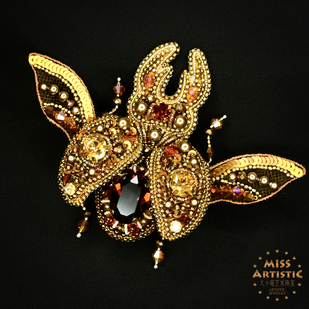 高定工坊法式珠绣萨米重工3D昆虫胸针[231-07]