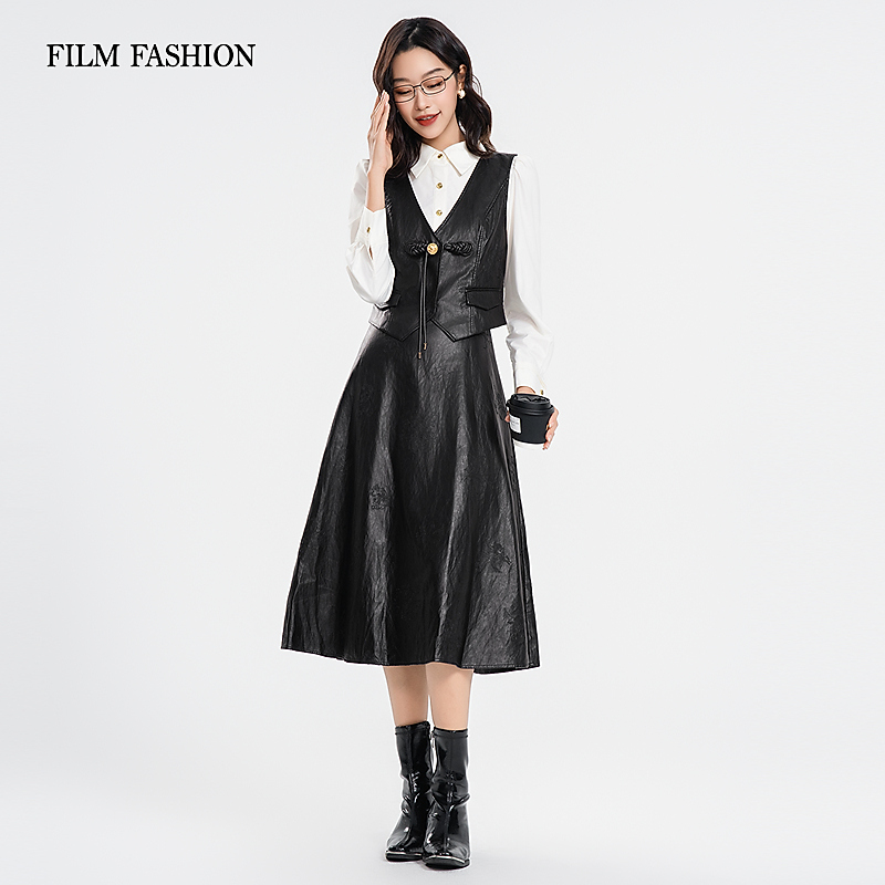 【珊珊专属】秋季新款皮连衣裙女（两件套）FFIL133443