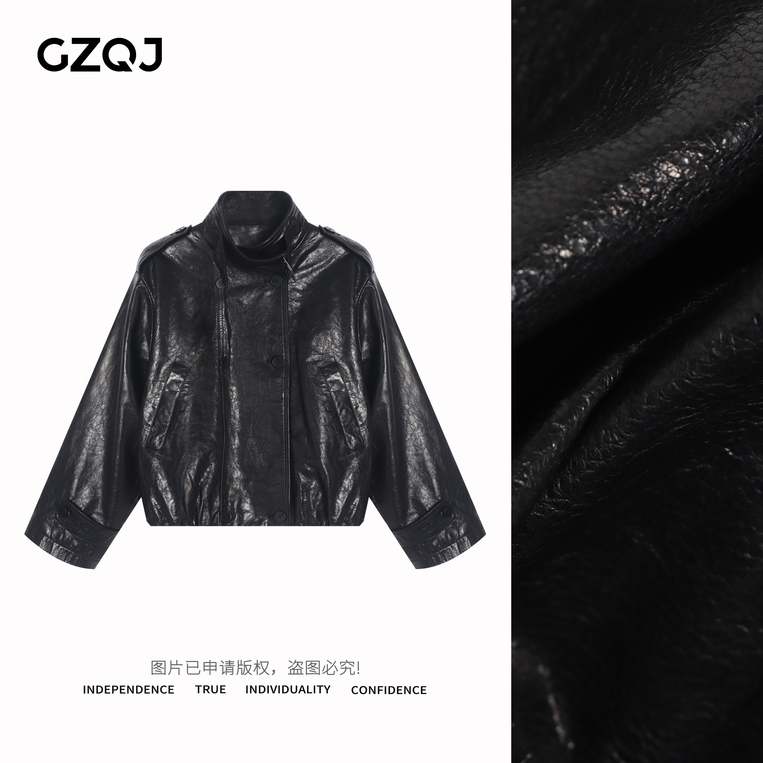 老琴私服 【赫本魁影】时尚休闲百搭赫本油蜡真皮皮衣女 35023瑕