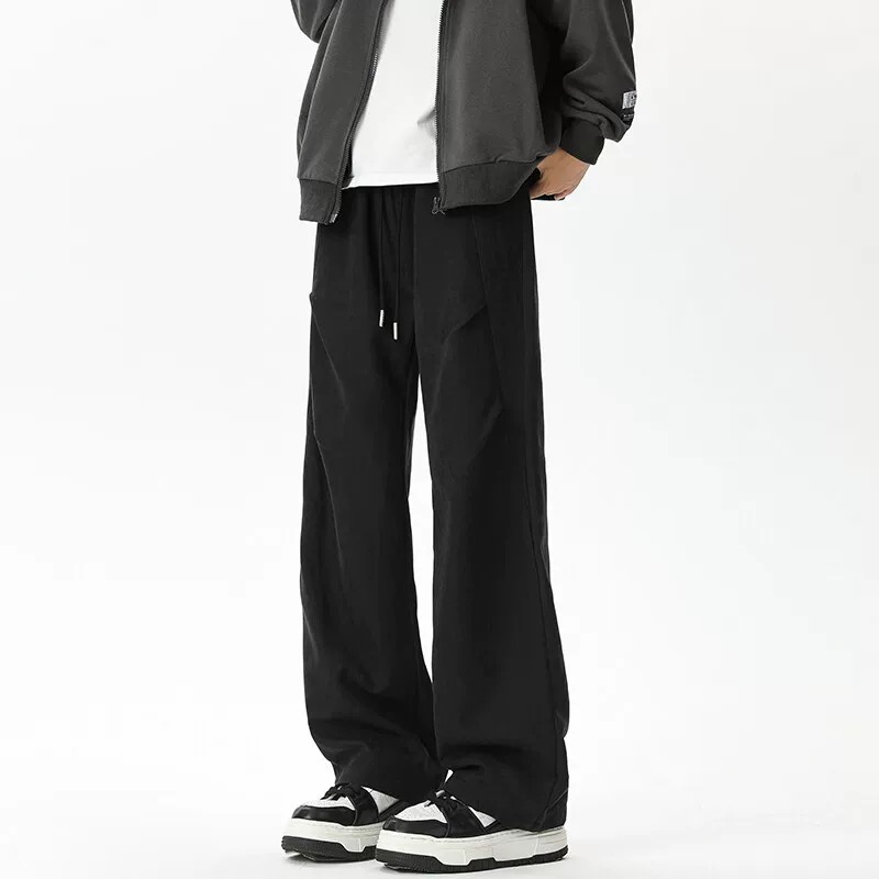 Q2595春秋潮牌伞兵裤美式复古设计感高街休闲直筒褶皱冲锋裤