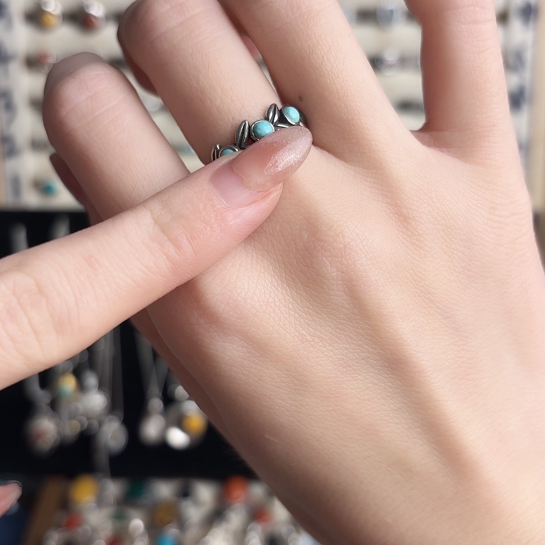 925银925 银绿戒指