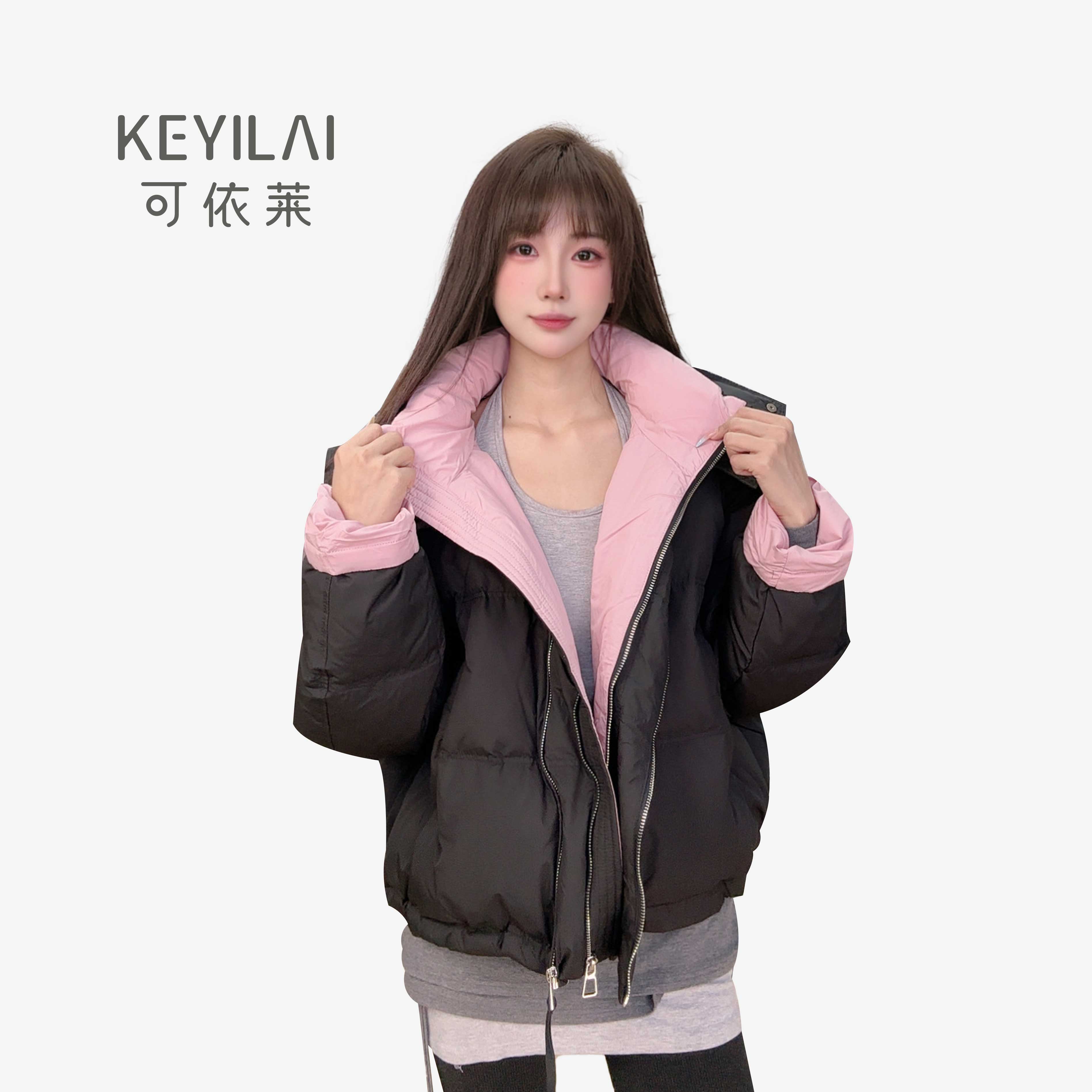 可依莱连帽短款女款女士加厚羽绒服保暖DY5D1C0D02