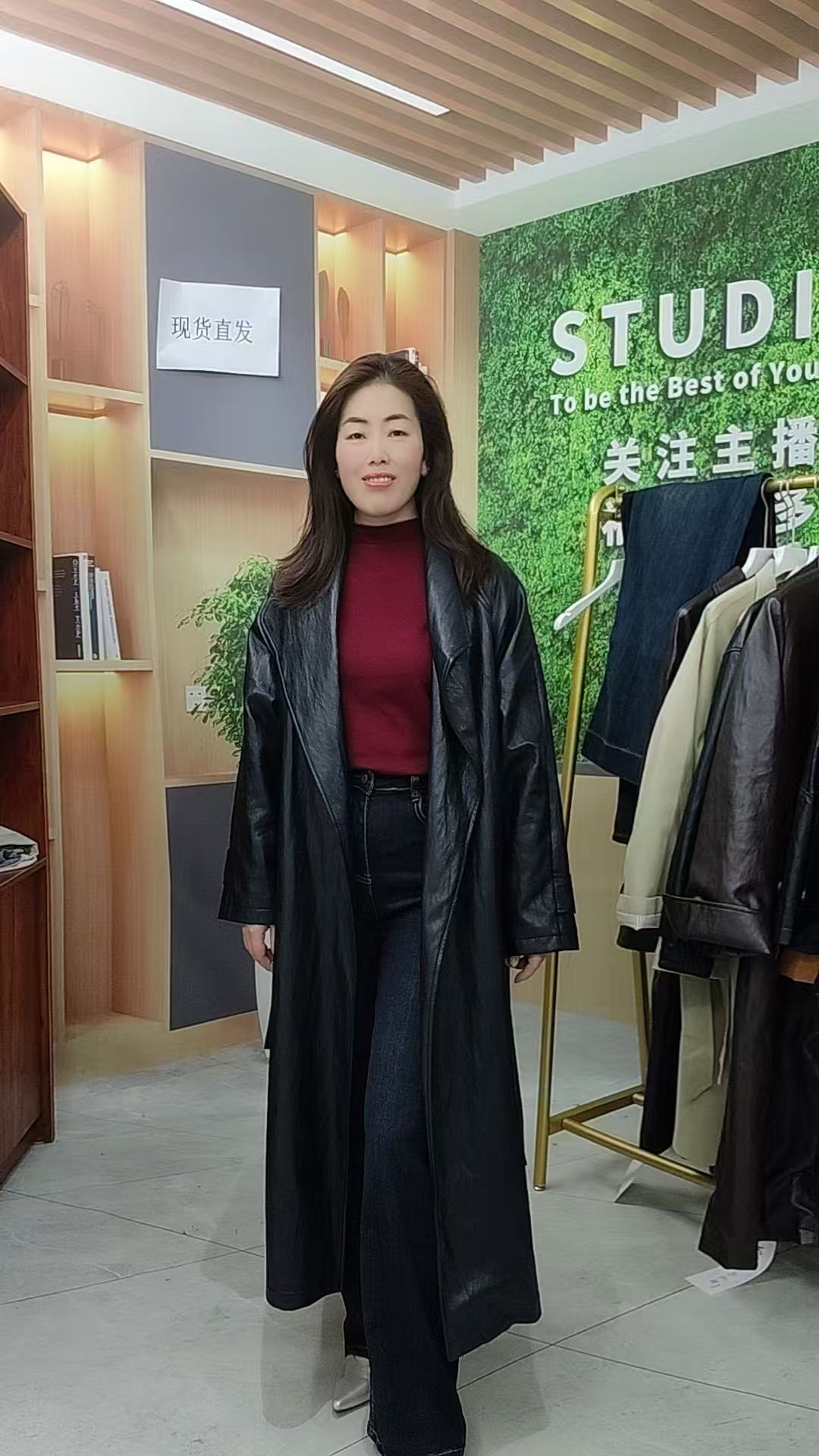 25852长款法式系带皮衣中长款复古女装休闲百搭翻领标准宽松秋冬