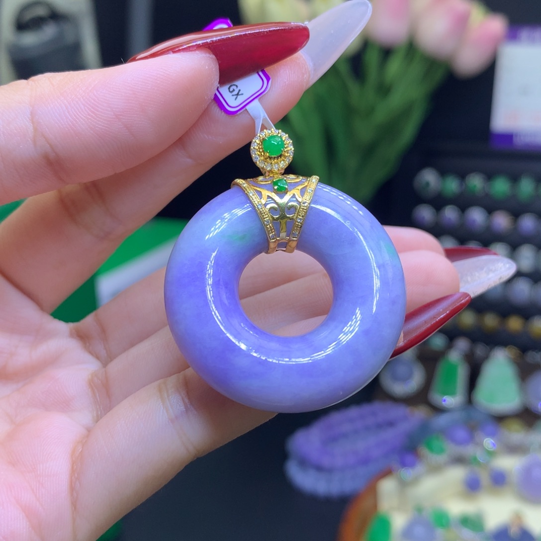 翡翠颈饰18K金镶嵌天然