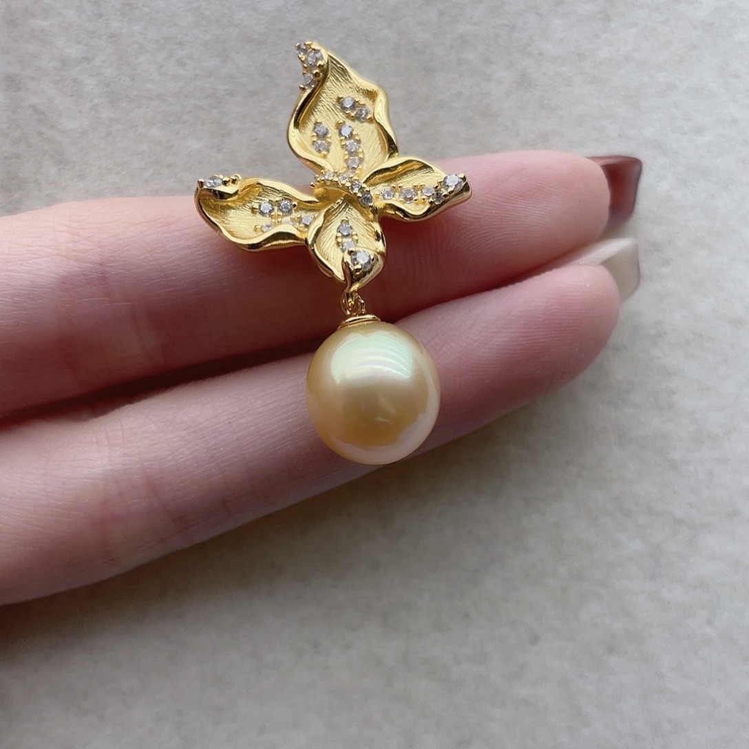 海水珍珠银S925镶嵌吊坠142