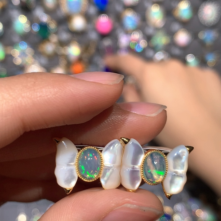 欧泊耳钉z银S925镶嵌欧泊