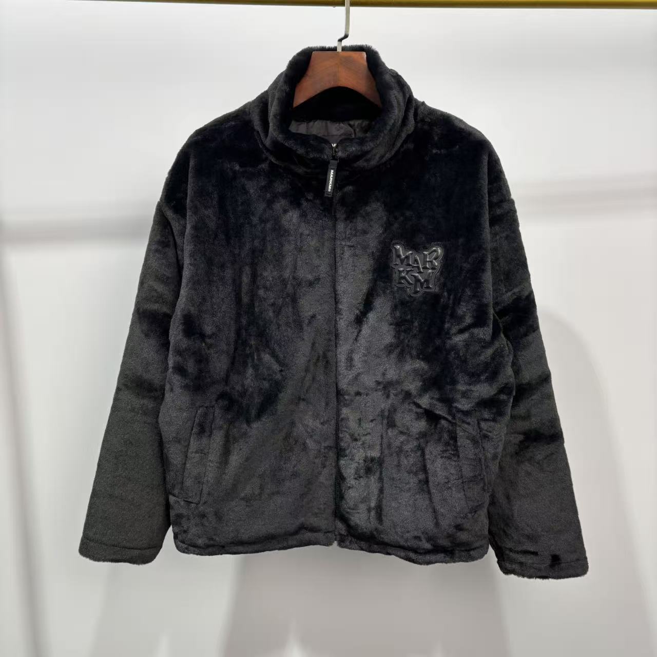 MM 韩系男款黑色加厚立领拉链外套 MFMAI60070 60070