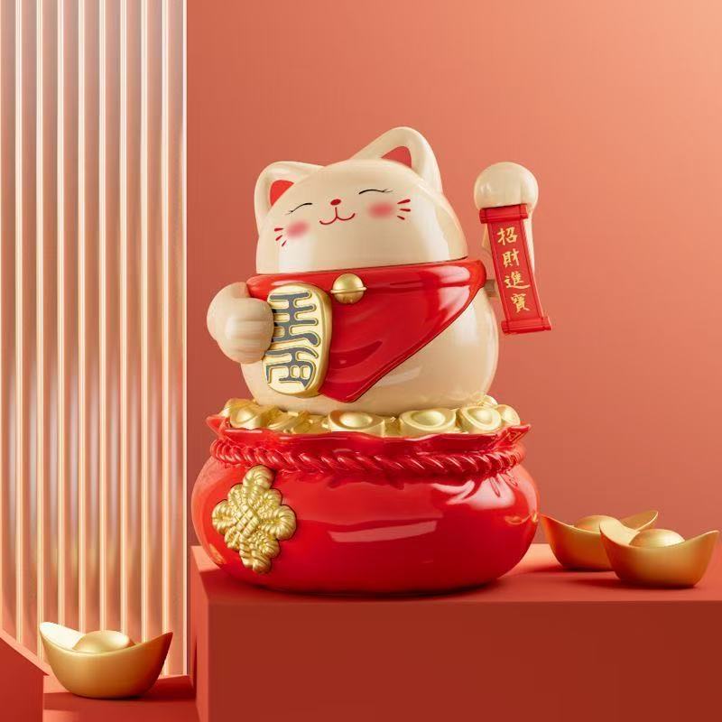 中国风太阳能招财猫摇摆可爱家居汽车摆件喜庆吉祥年会礼品