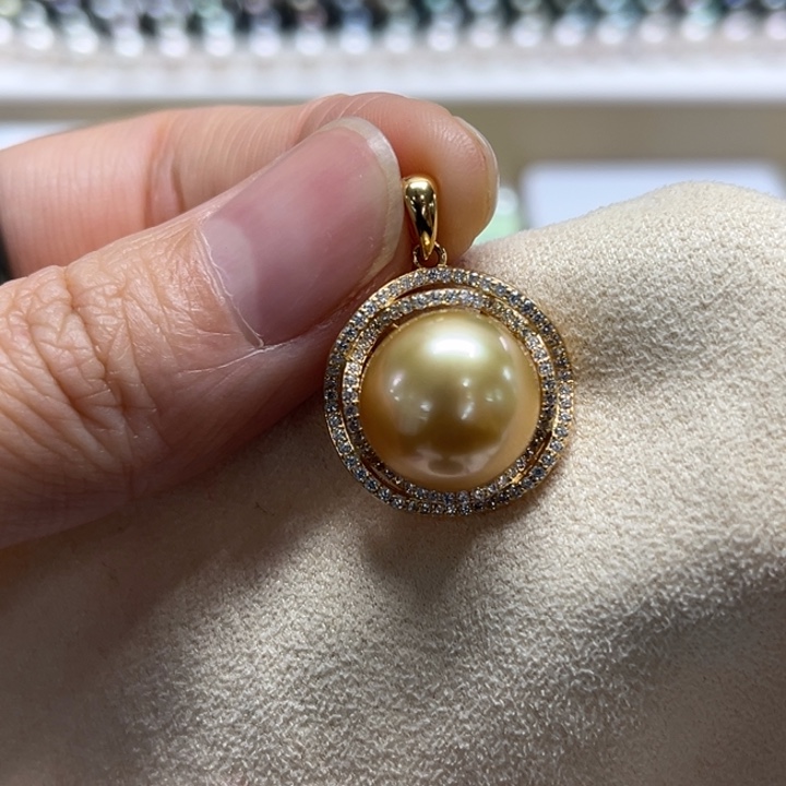 银S925镶嵌吊坠(不含链)海水珍珠12-13m 139号