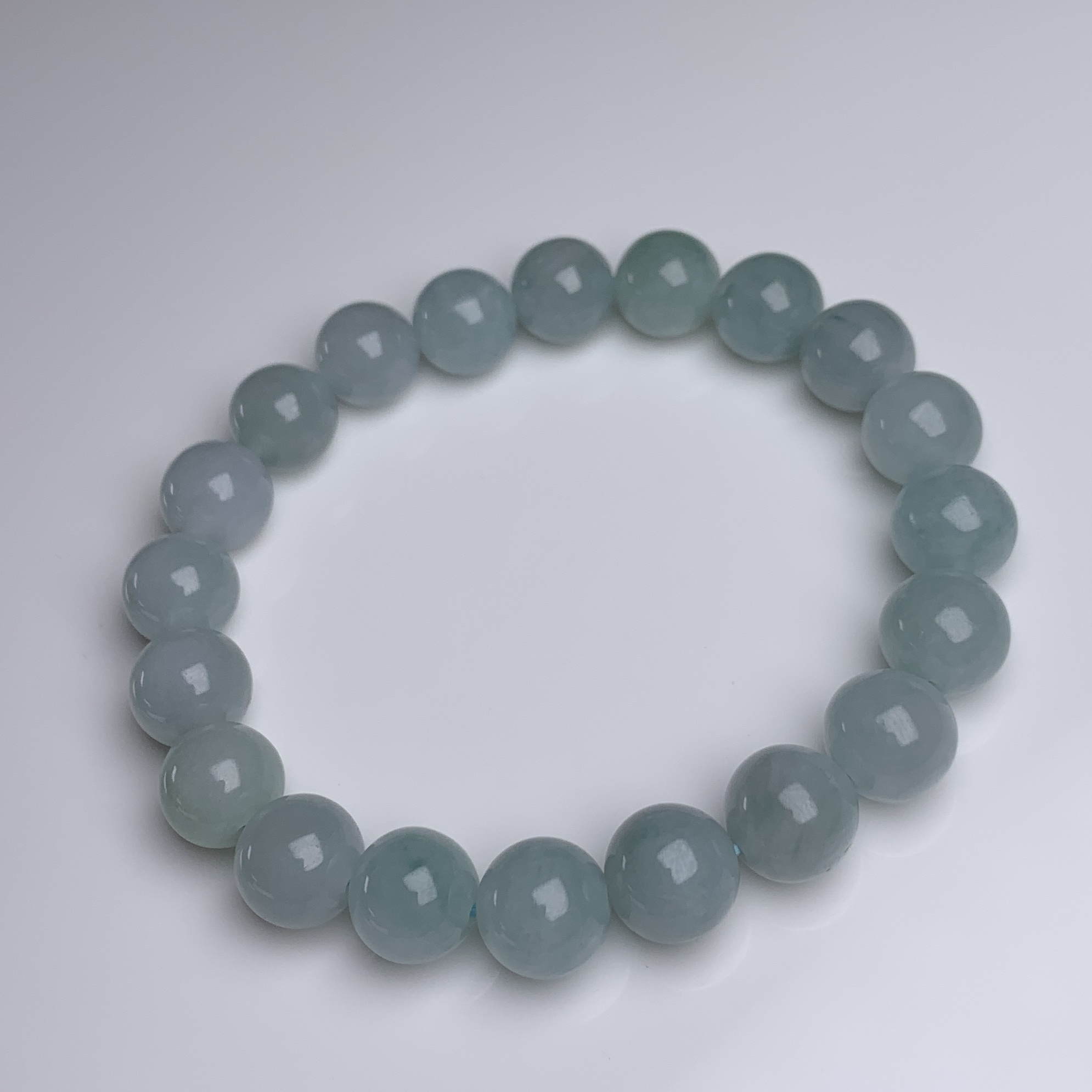 高端正品上等缅甸翡翠珠子翡翠淡雅冰晴蓝糯化冰透光翡翠翡翠珠串