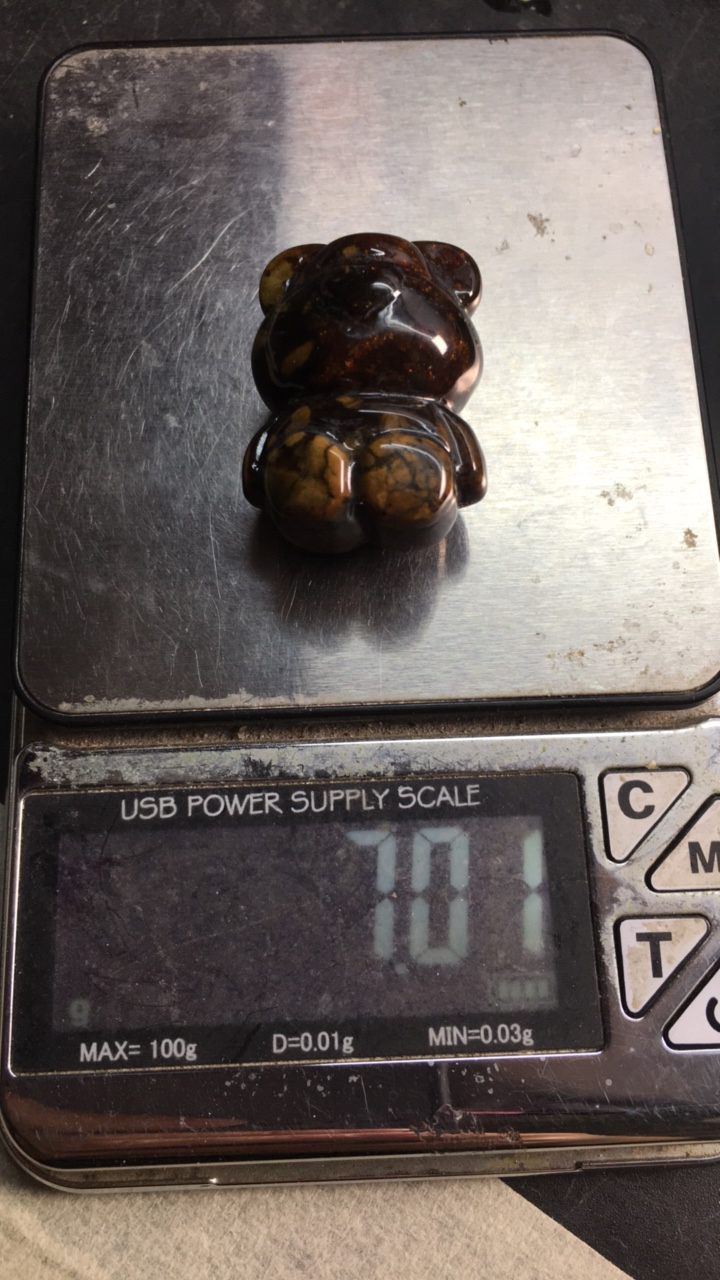 天然根珀小熊吊坠