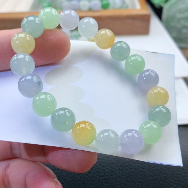 翡翠手链未镶嵌灰*逗翡翠