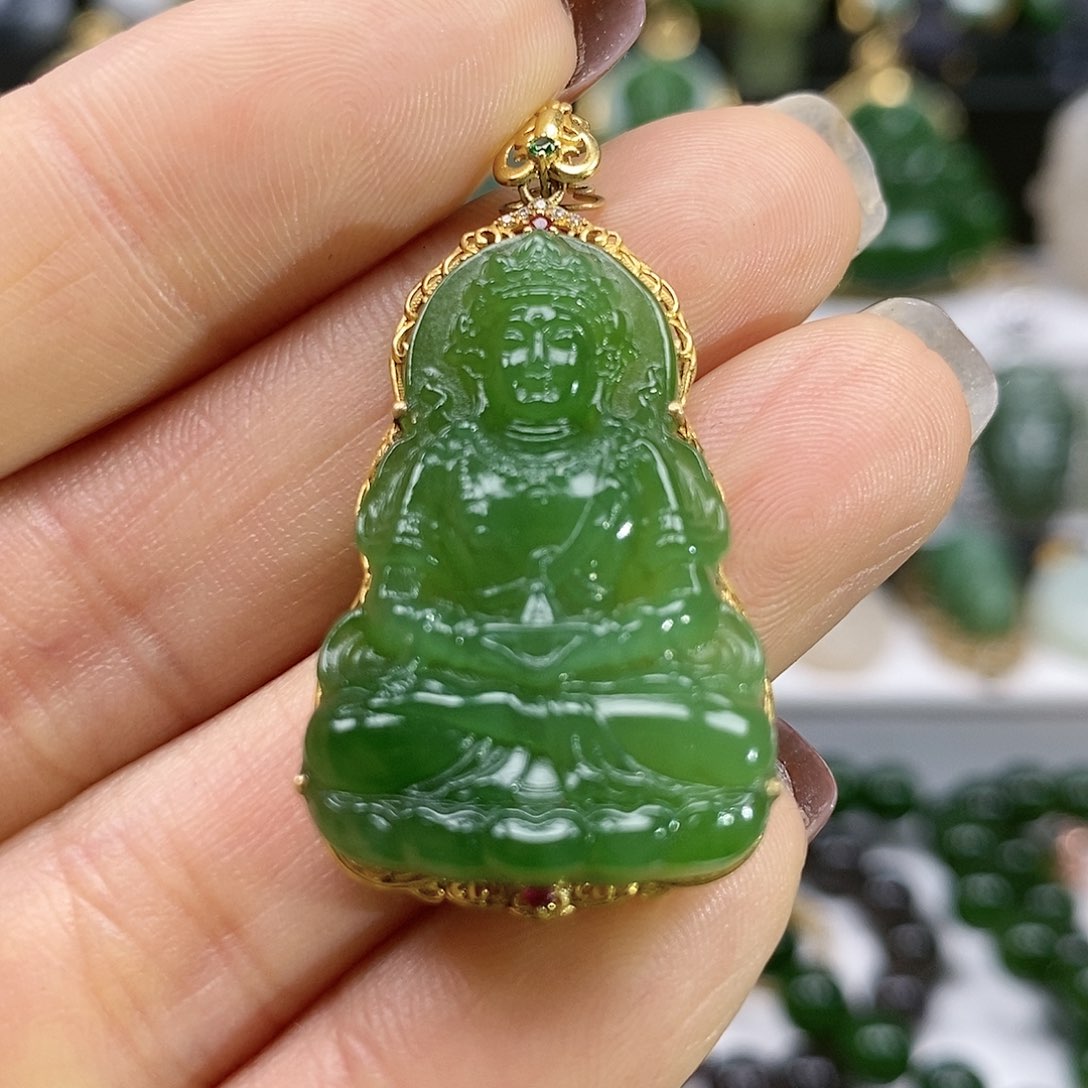 和田玉颈饰18K金镶嵌