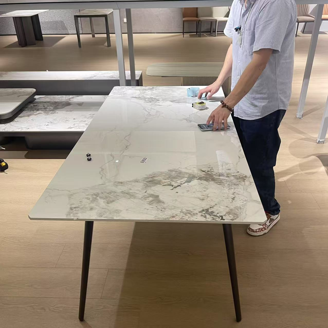 E850#160*80*75CM岩板长方餐桌【不包安装】库存尾货（三楼）