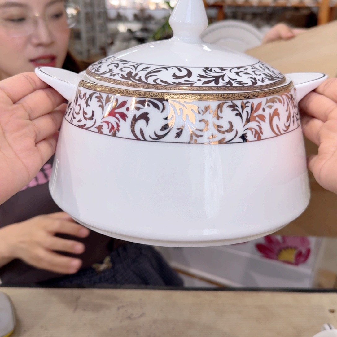 骨瓷汤煲一个不能明火外贸骨瓷微瑕