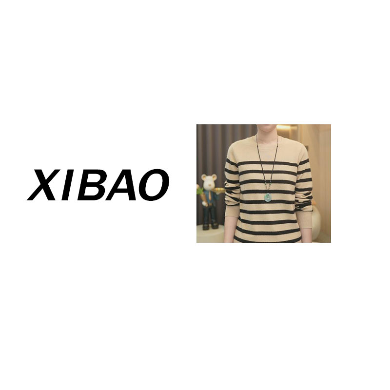 【100%纯羊绒】冬季条纹宽松毛衣女韩系圆领长袖休闲针织衫XWY011
