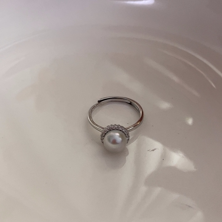银S925镶嵌戒指淡水珍珠