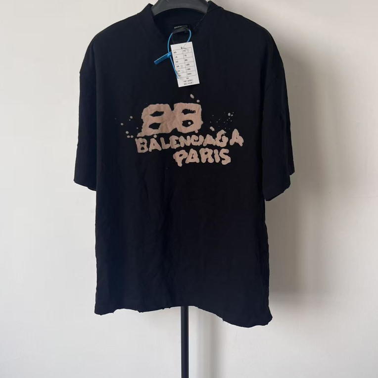 未使用 Balenciaga/巴黎世家 字母印花圆领套头短袖 01886