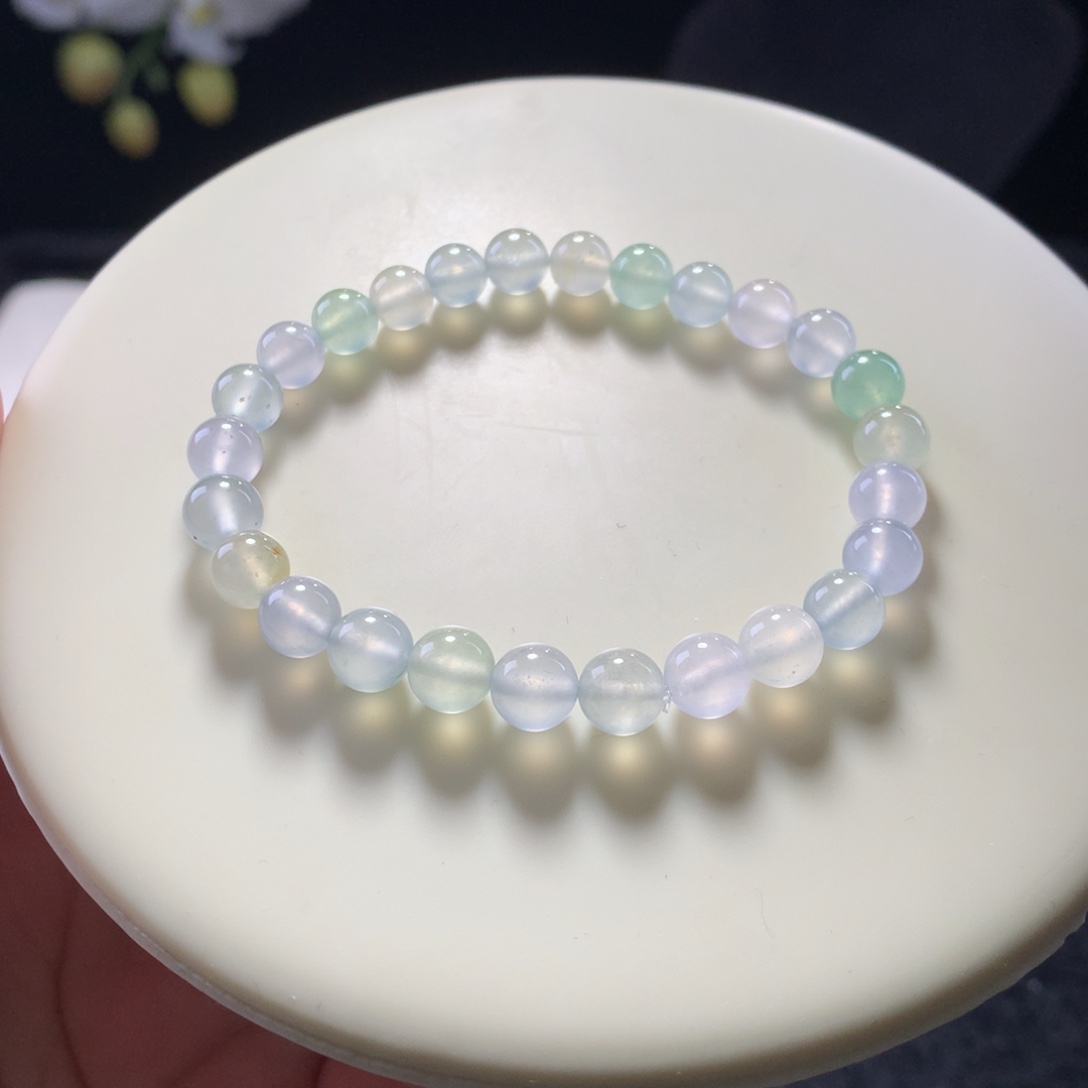 翡翠未镶嵌手链卡6高冰串