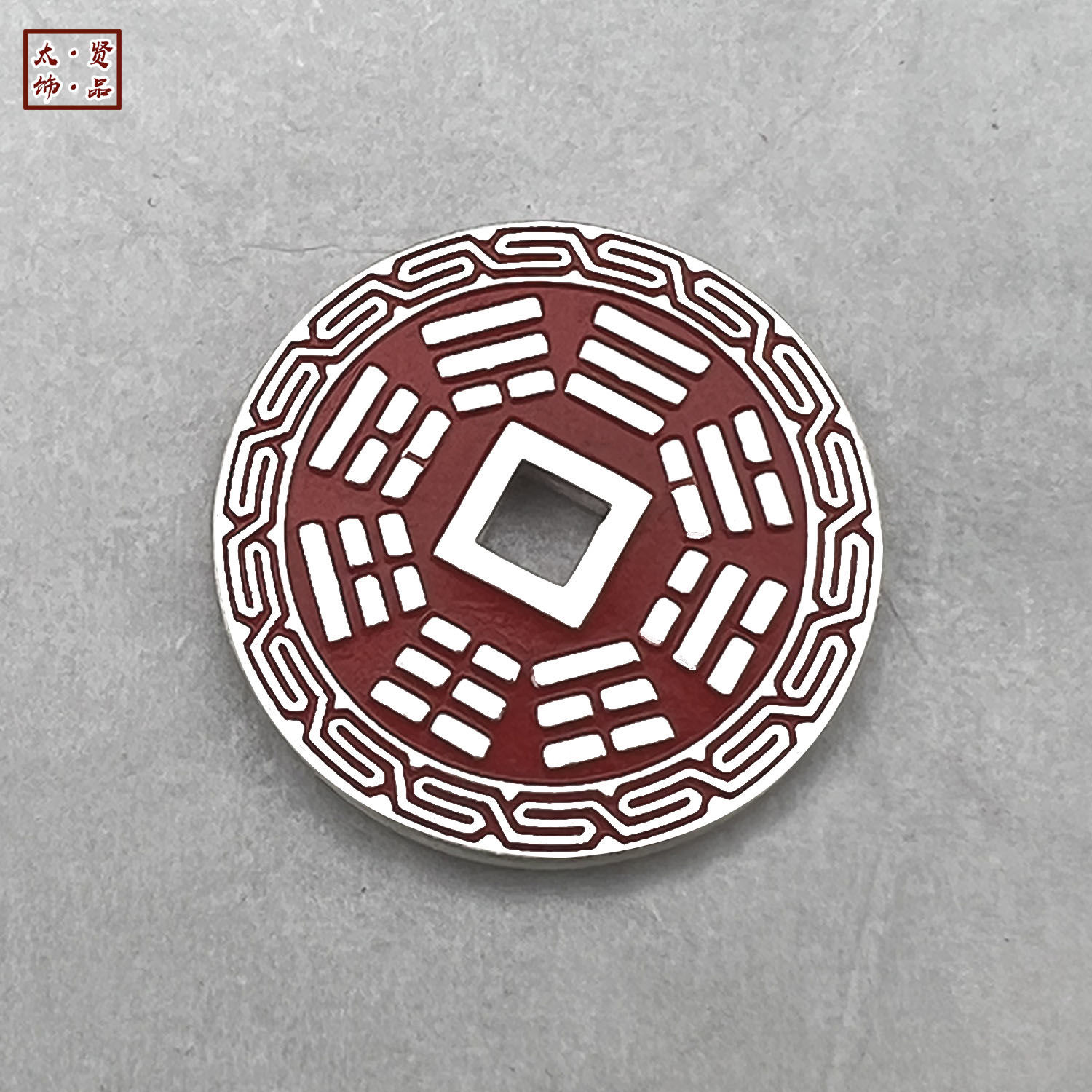 足银银制品 足银999，回字纹8g(±1g)复古古风首饰白色民族风红色