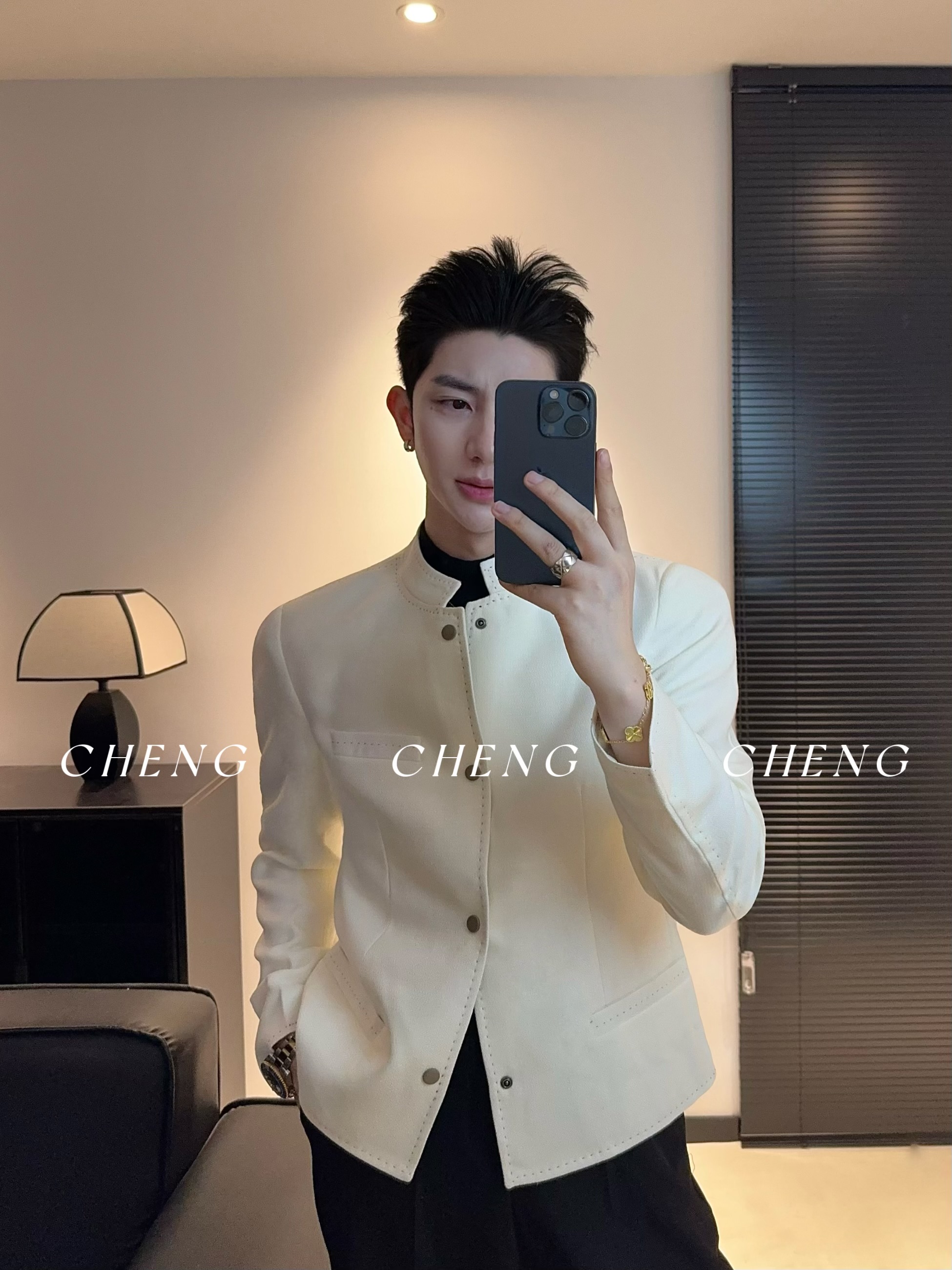 「程程的试衣间」早秋新款高级感小香风男士外套新中式时尚痞帅夹克