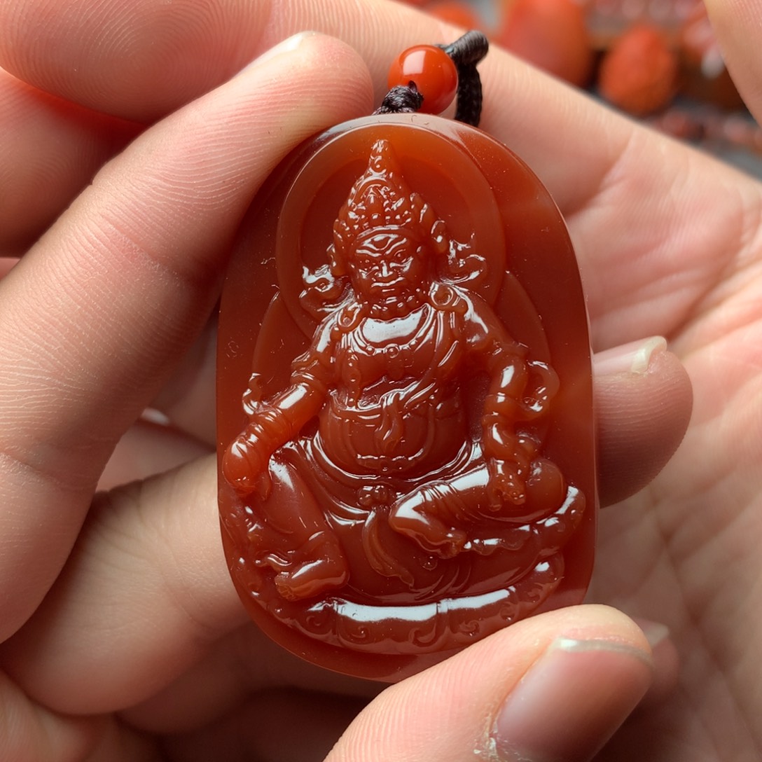 南红玛瑙未镶嵌1黄财神牌子