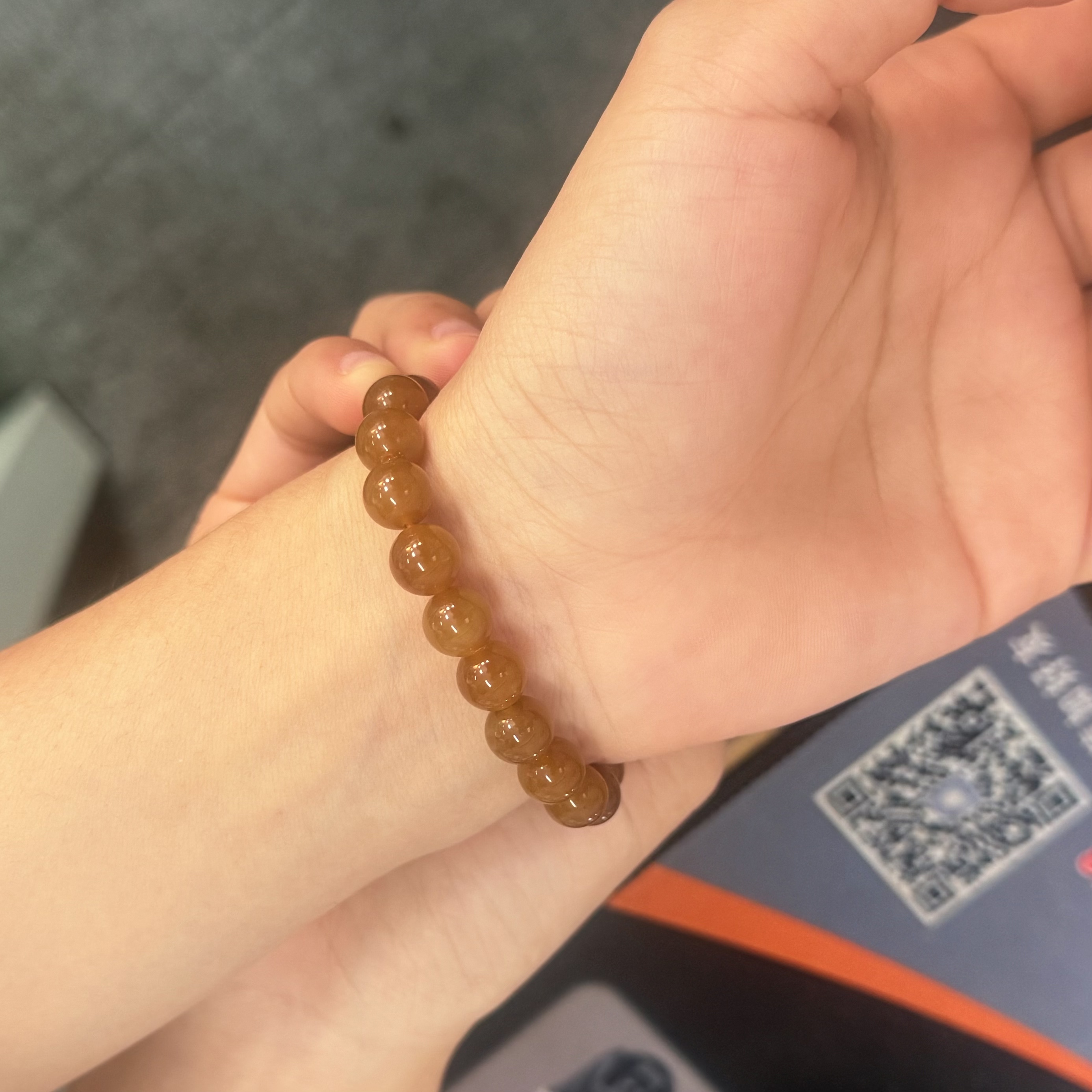 【珠宝厂长】和田玉红糖单圈手串约8mm