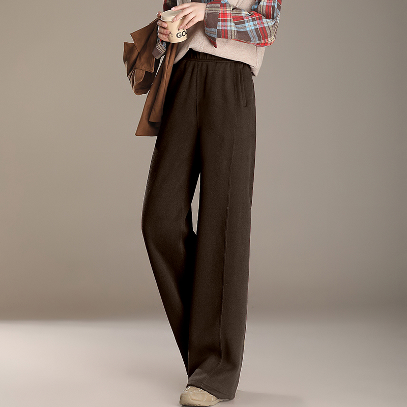 【女士】羊毛阔腿裤高腰纯色加厚直筒裤时尚显瘦休闲外穿针织长裤