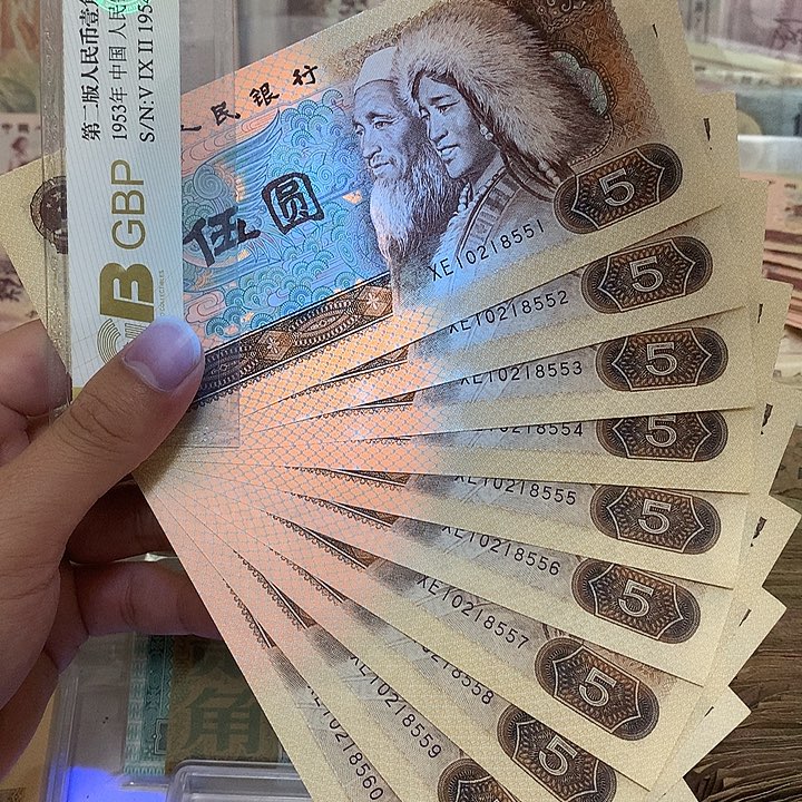 805金光蓝鹤豹子号标十，18551～18560不带347真币按图发