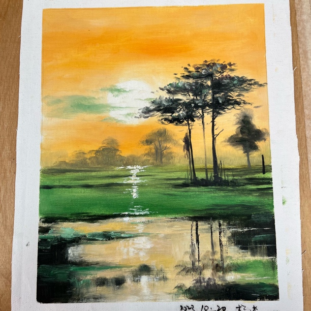 手绘油画现代风景挂画